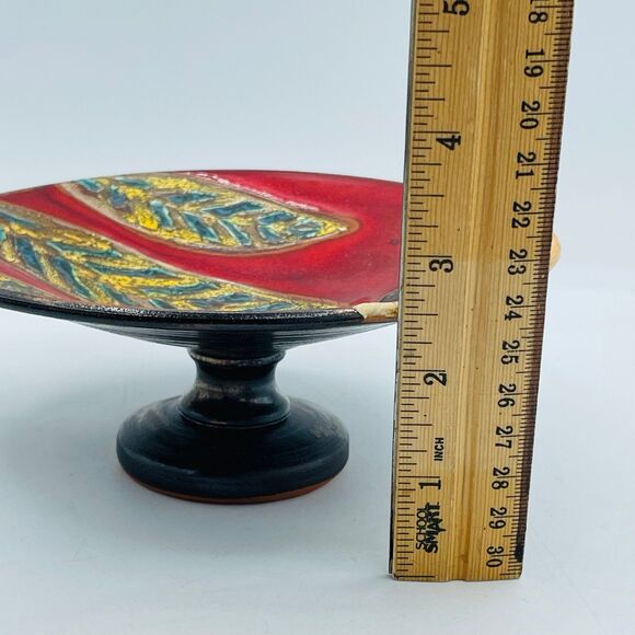 Danko Handmade Thrown Pottery Candle Holder Pedestal Base & Handle Leaf Design - Picture 11 of 11